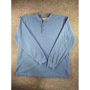 LL BEAN Thermal Waffle Weave Blue Henley Men's sz XXL TALL 187245